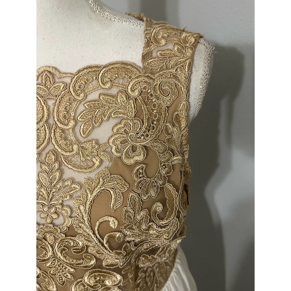 Jodi Kristopher Champagne Lace High Low Formal Dress - Picture 3 of 5
